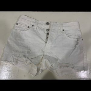 Free people high waisted white jean shorts